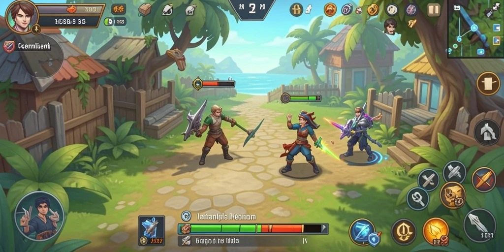 Screenshot menggambarkan karakter utama dalam aksi seru.